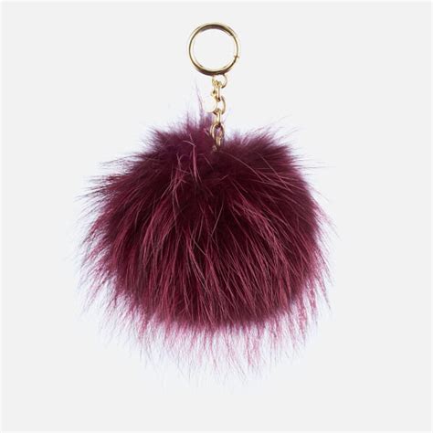 Michael Kors Fur Lollipop Large Pom Pom Bag Charm Mulberry 